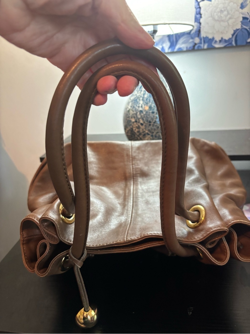 Furla Carmen Vintage Leather Shoulder Bag Tote – Rich Brown / Gold Hardware - Picture 11 of 15